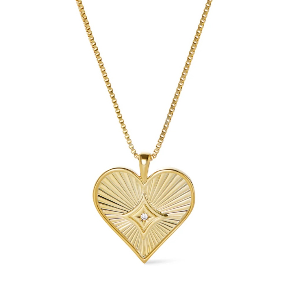Gold Heart Radiant Pendant Necklace